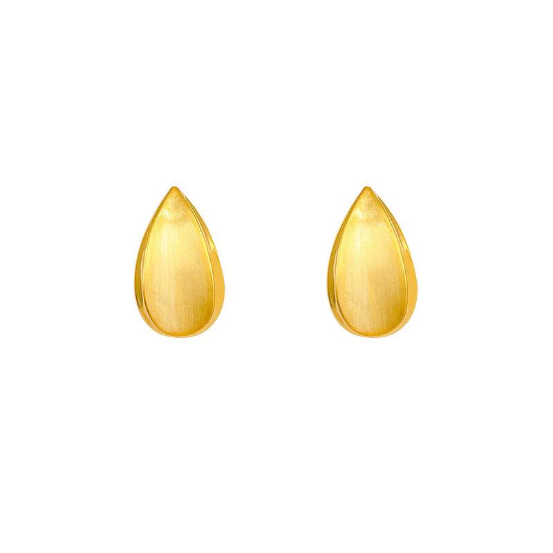Sterling Silver European and American Retro Brushed Gold and Silver Water Drop Fine Throwing Metal Stud Earrings, Premium Light Luxury Earrings