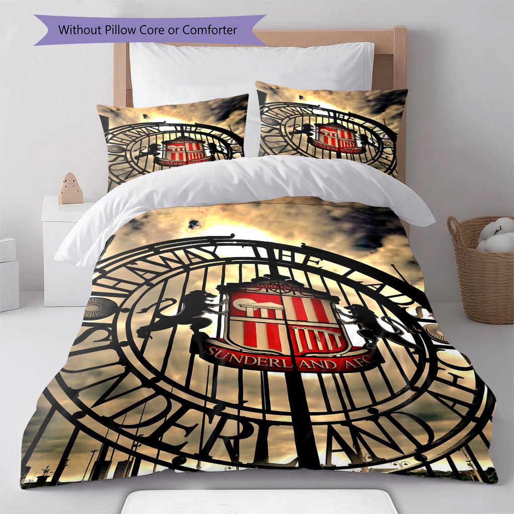 Sunderland AFC Pattern Bedding,Quilt Set Quilt Cover Pillowcase Home Birthday Gift(1 * duvet cover + 2 * pillowcase, without core)