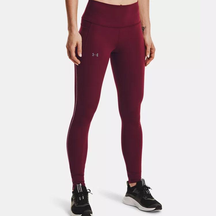 Under Armour Rush Cozy Training Sports Fitted Leggings Women Bottoms Red 1365719-626