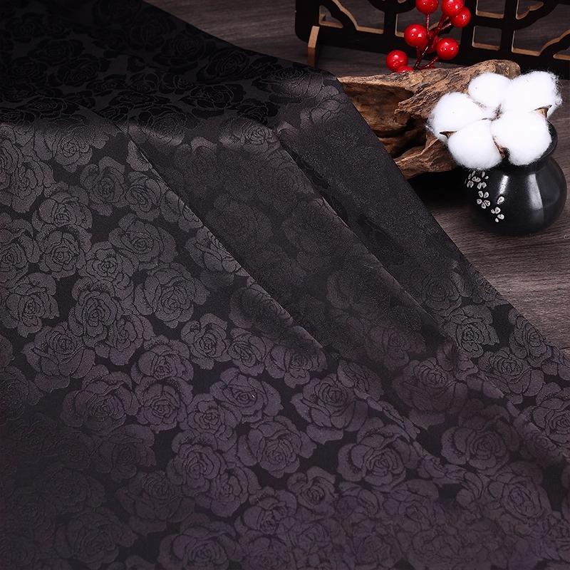 

Wide 150cm Rose Jacquard Fabric for Needlework Cheongsam Dress Pajamas Costume Diy Sewing Soft Micro Elastic Cloth 100x150cm