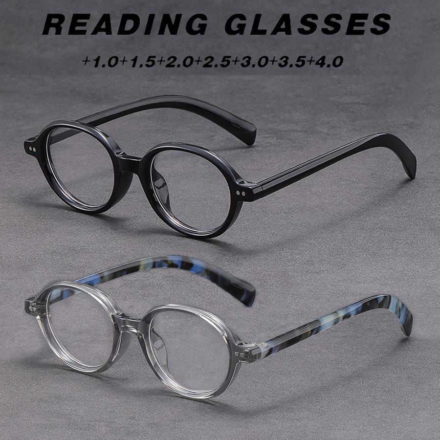 

2pcs New Men Women Round&Square Frame Boho Y2K Reading Glasses Anti Blue Light Eyewear Spectacles Fashion Presbyopic Eyeglasses +400