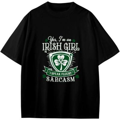 Retro Funny I'm an Irish Girl Sarcasm St Patrick's Day Anime Gift Teens Boys Girls T-Shirt