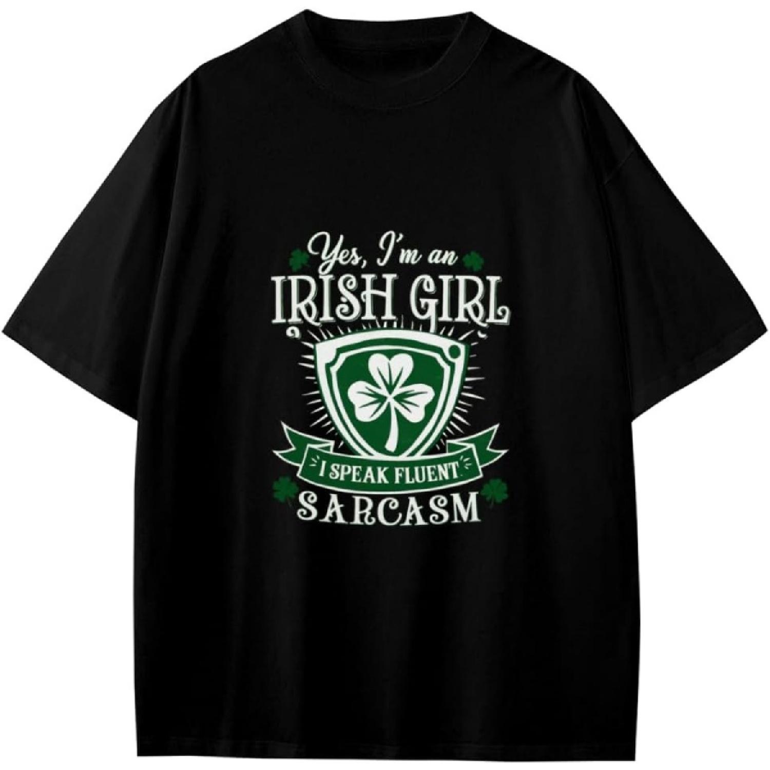 Retro Funny I m an Irish Girl Sarcasm St Patrick s Day Anime Gift Teens Boys Girls T-Shirt XXXXXL разноцветный