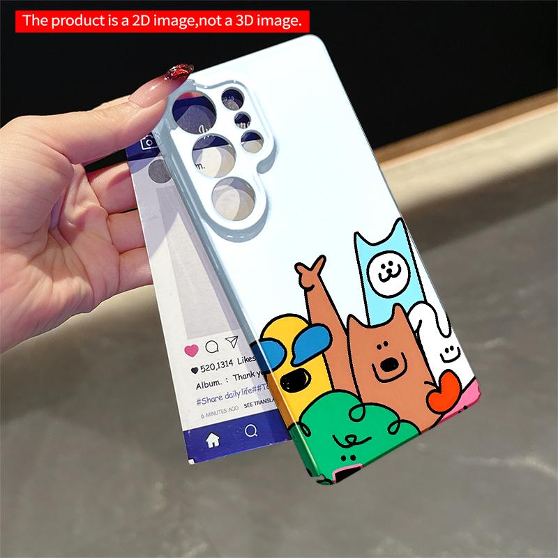 2DFlat Samsung phone case Colorful Cartoon Animal Friends Phone Case Applicable to Galaxy S23 S24 S25ULTRA S26 A12 A14 A15 A16 A54 A55