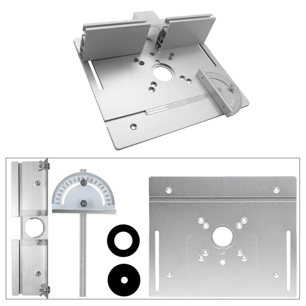 Aluminum Router Table Insert Plate W/ Miter Gauge for Woodworking Benches Table Saw Multi-func RT0700C Trimmer Engraving Machine