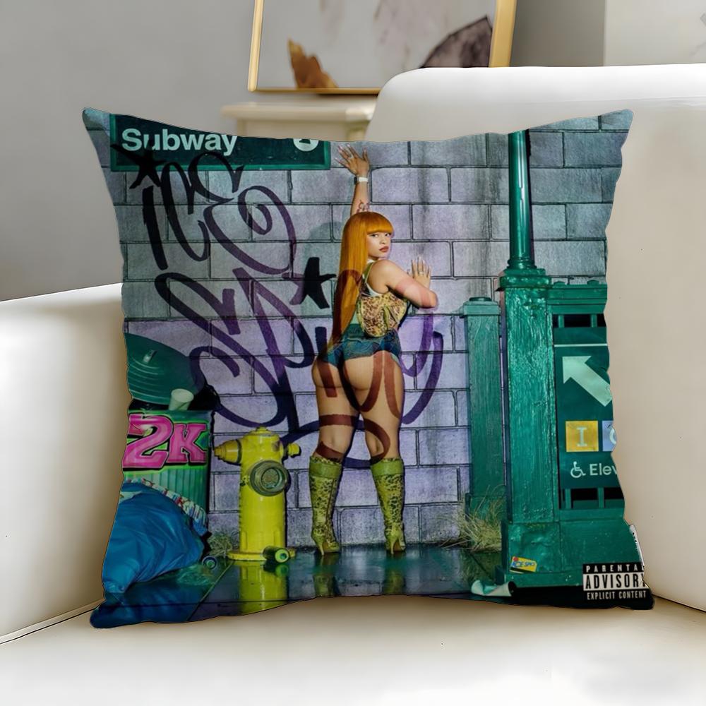 popular rapper Ice Spice Cushion Cover Soft EasyWash Pillow Case Versatile for Couch Bed Travel and Office