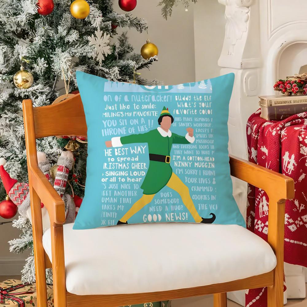 

Christmas Comedy Movies E-Elf Pillow Case Silky Short Plush With Invisible Zipper Dustproof Sofa Cushion Cover 12x12Inch