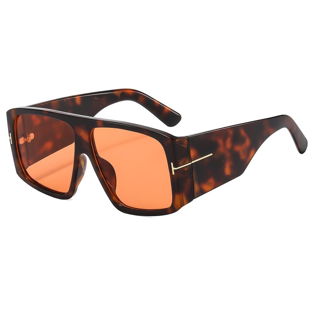 Leopard Print Men And Women Large Frame Sunglasses Wide Legs Decorative Sunglasses Trendy Sunglasses