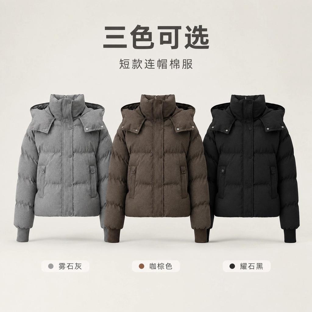 Sports hooded cotton-padded clothes women's winter thickened warm jacket slim-fitting bread clothes cotton clothes European and American short models
