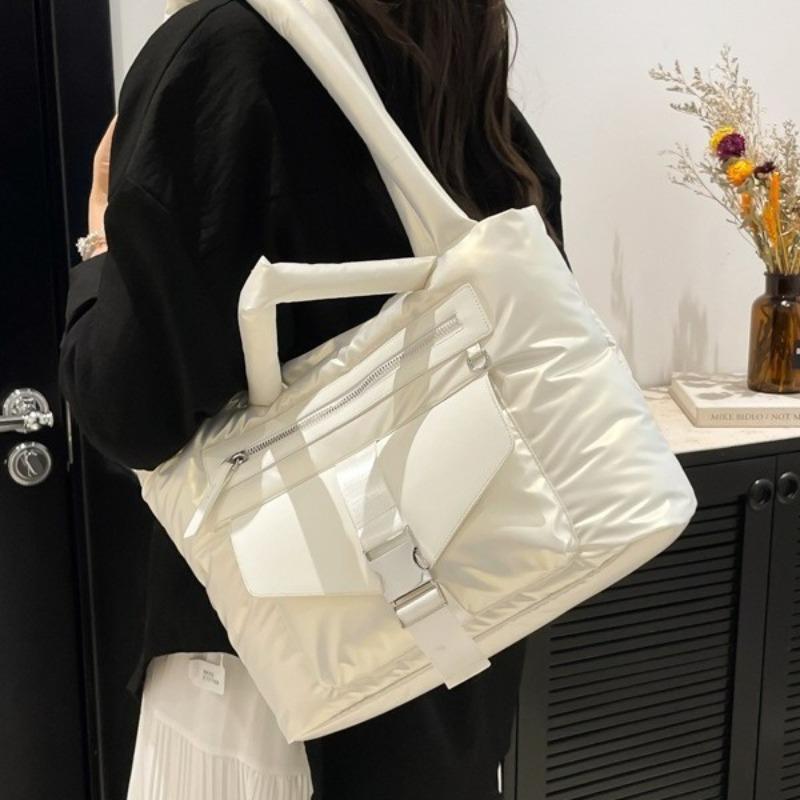 

Простая и милая женская студенческая сумка-тоут через плечо, многофункциональная, большой вместимости, новая нейлоновая сумка золотой