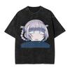 Call of the Night Nazuna Manga Print TShirt Unisex Vintage Washed Harajuku Style Loose Casual Pure Cotton Summer Short Sleeve