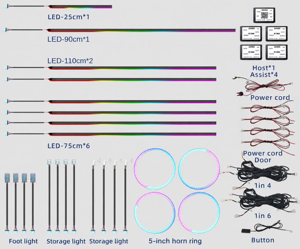 22 in 1/18 in 1/10 RGB Car Ambient Light Kit Fast Delivery Symphony Car LED Lamp with Optical Acrylic Strip for Car Interior