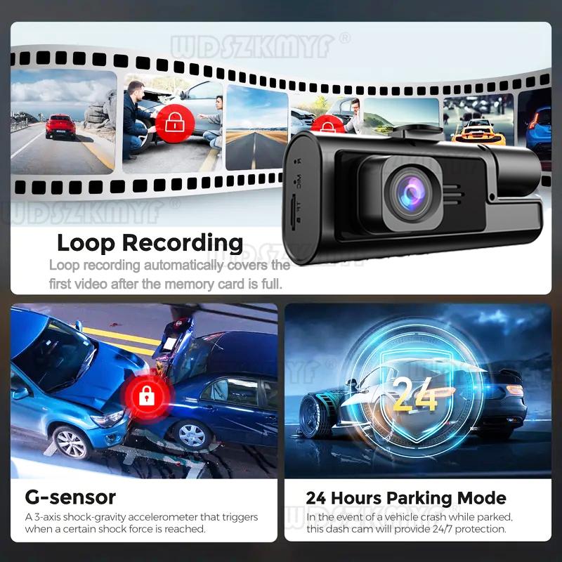 3 Channel Portable 1080P Dash Cam for Cars WIFI Video Recorder Rear View Camera for Vehicle Car DVR G-Sensor Car accessory