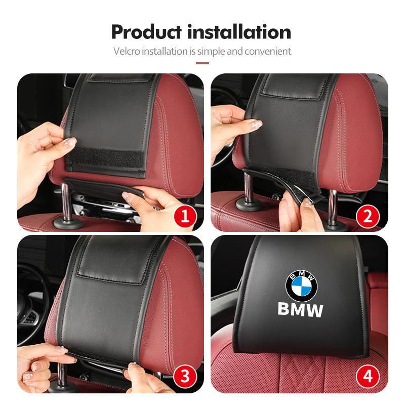 Leather Car Headrest Cover Anti-Dirty Seat Protective Cover For BMW E46 E90 E60 F10 E39 F30 E36 E87 E90 E30 E53 F31 E92