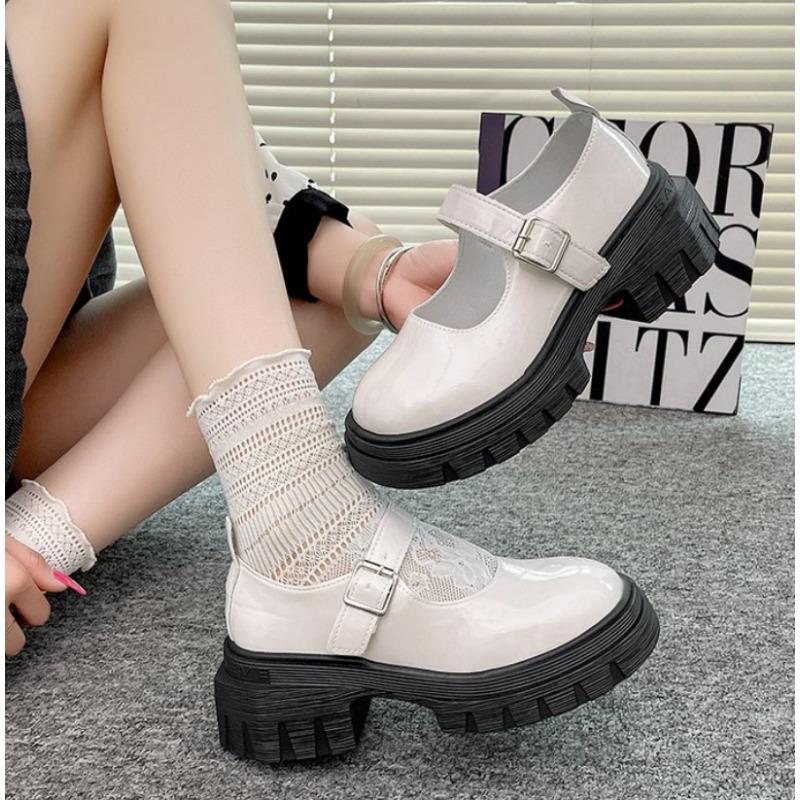 Siyah Ayak Bileği Tokalı Platform Ayakkabı Kadın Japon Tarzı Rugan Mary Jane Ayakkabı Kadın Punk Kalın Topuklu Lolita Ayakkabıları Mujer