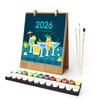 2026 Desk Calendar Water-Resistant Multipurpose Monthly Desk Calendar with Pre-Printed Canvas Paints DIY Art Supplies