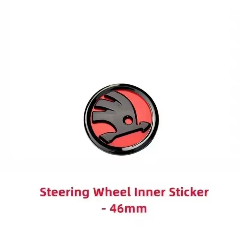 VYRC2 46/80/90mm Car Front Trunk Badge Steering Wheel Sticker for Skoda Logo Rapid Octavia Fabia Yeti Superb 2 3 Kodiaq Karoq