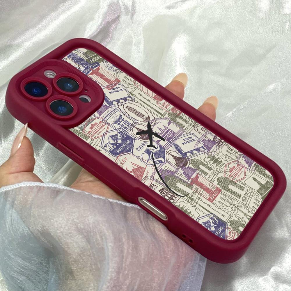 JT510 Stamps Assortment of Visa Traveling Paris for iPhone 17 16 15 Pro Max Samsung S26 S25 Ultra A17 A07 A56 A16 Xiaomi 15T Redmi 15c 14C Soft Case
