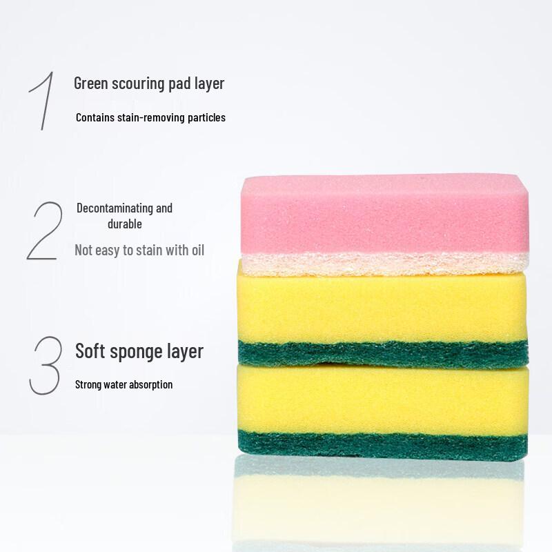 MIAOJIE Sponge Scouring Pads, 3-Pack