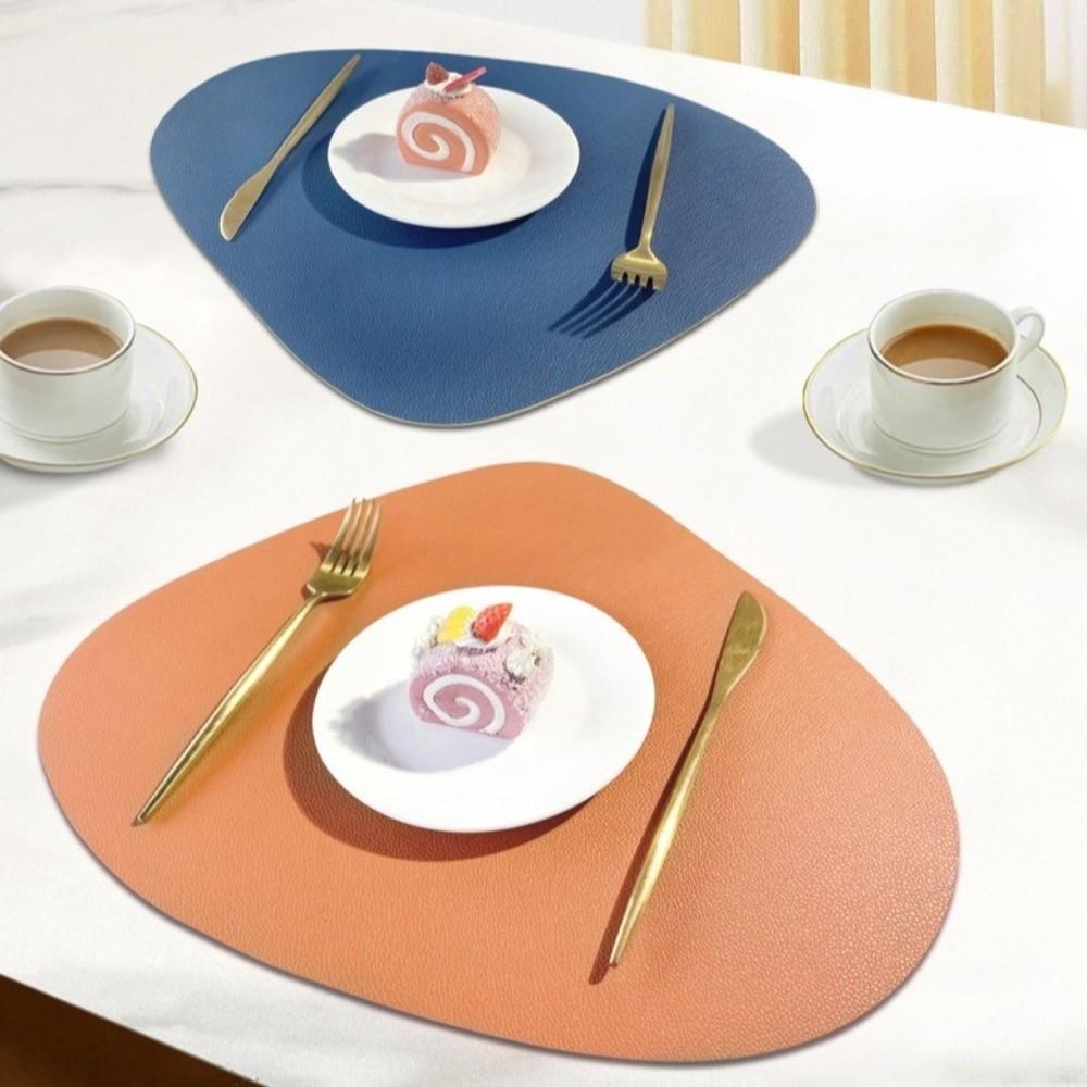 PU Leather Table Mat Imitation Cowhide Pattern Flatware Place Pad Modern Placemats  Home Decor