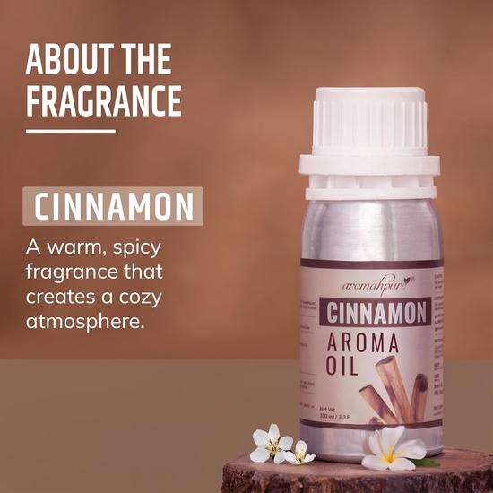 Aromahpure Cinnamon Aroma Oil | 100ml Undiluted & Natural | Long-Lasting Scent for Aromatherapy, Candle & Soap Making, Diffusers, Room Freshener