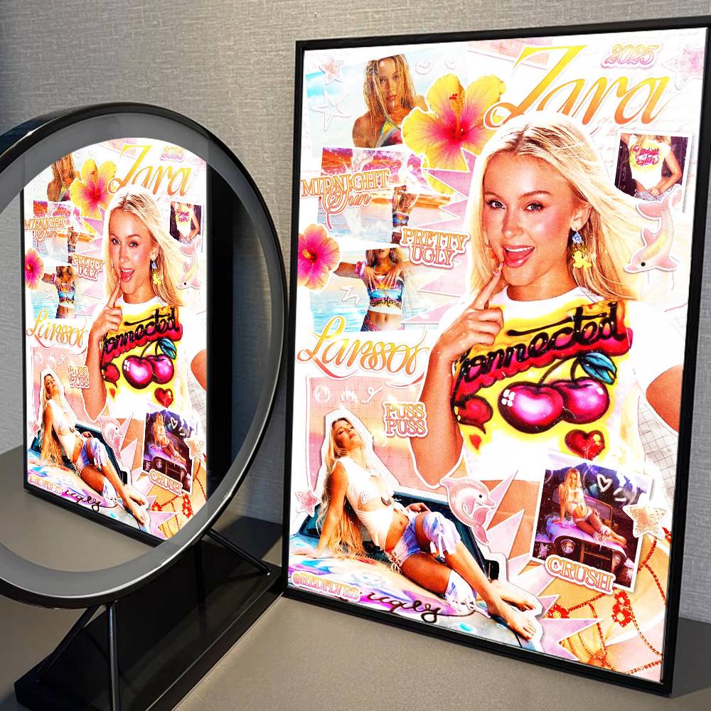 Sängerin Zara Larsson Mitternachtssonne Anime Selbstklebendes Kunstposter Ausgefallener Wandaufkleber für Wohnzimmer Bar Dekoration Dekorativ