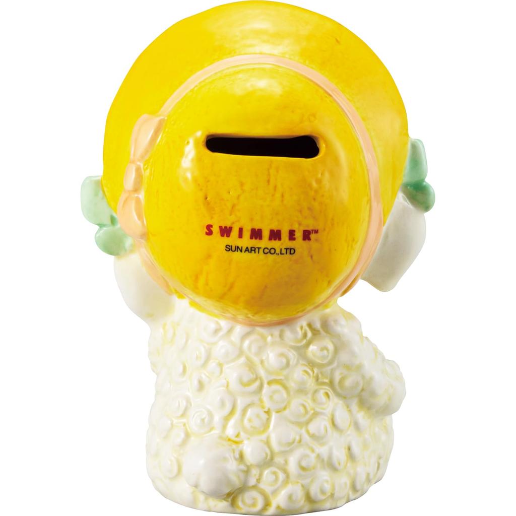 3D Piggy Bank 10 X 13 Cm Fluffy Goods Swimmer Goods Birthday Gift White Yellow "Swimmer" Approx. SAN4737-4