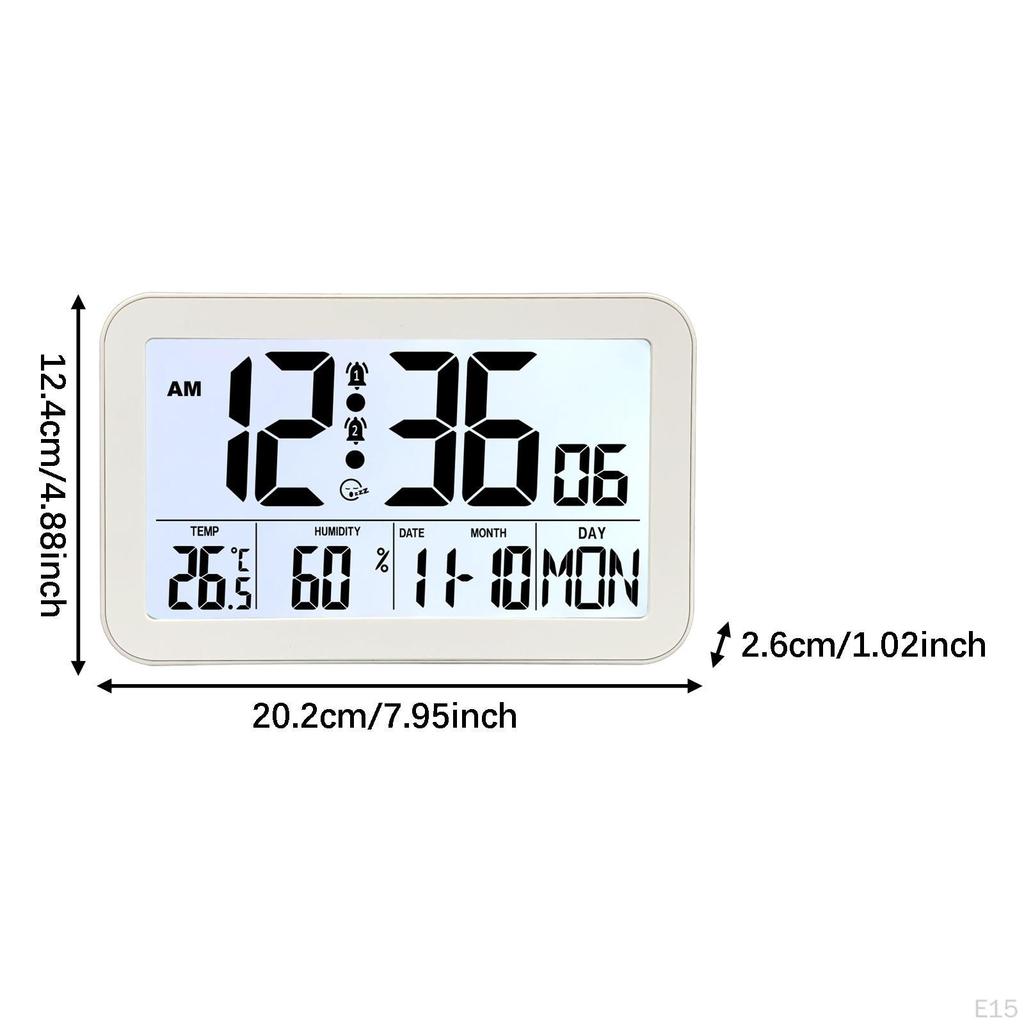 Digital Alarm Clock Bedside Table Timepiece Large Display Versatile Night Light Double Alarms Desk