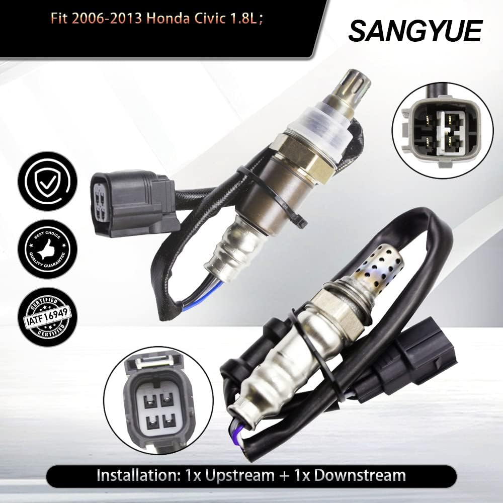 Air Fule Ratio O2 02 Oxygen Sensor for Honda Civic 2006 2007 2008 2009 2010 2011 2012 2013 1.8L Sensor 1 Sensor 2 Upstream + Downstream 2PCS