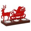 Santa Clause with Reindeer Sleigh Showpiece Decorative Tea Light Candle Holders(Wooden, Red)| Christmas Decoration Items