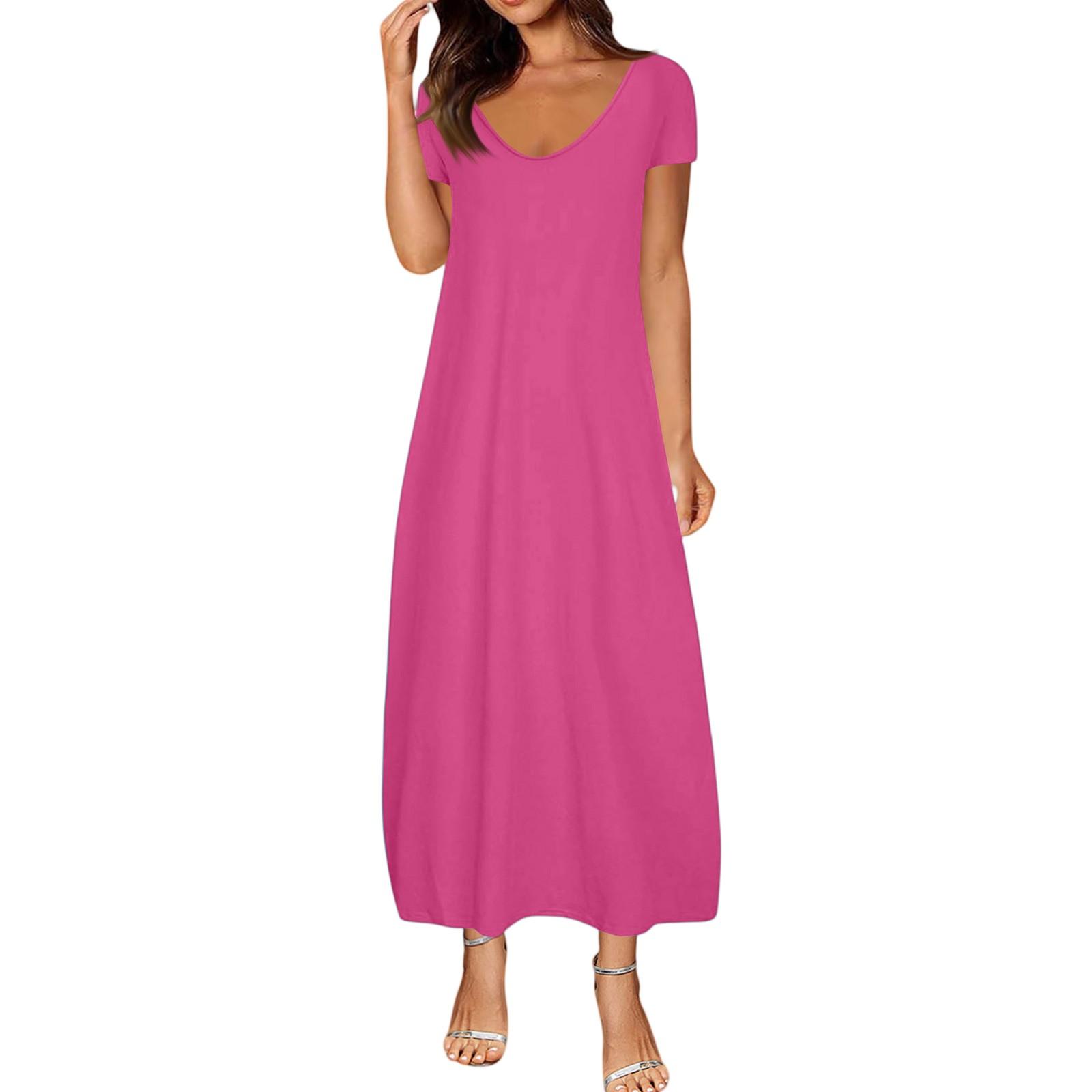 Женские летние платья большого размера, цветные, сексуальные, с коротким рукавом, с карманами, свободные S