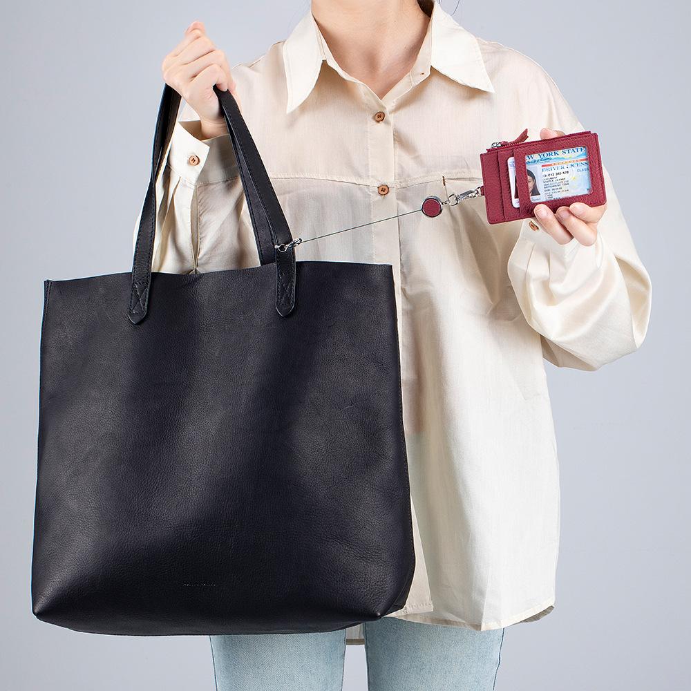 New ID Card Bag, Card Cover, Easy-to-pull Buckle Lanyard Card Bag, Multi-functional Neck ID Cover for Women