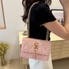 Summer Chain Simple Embroidery Thread Solid Color Trendy Casual Retro New One-shoulder Crossbody Small Square Bag for Women