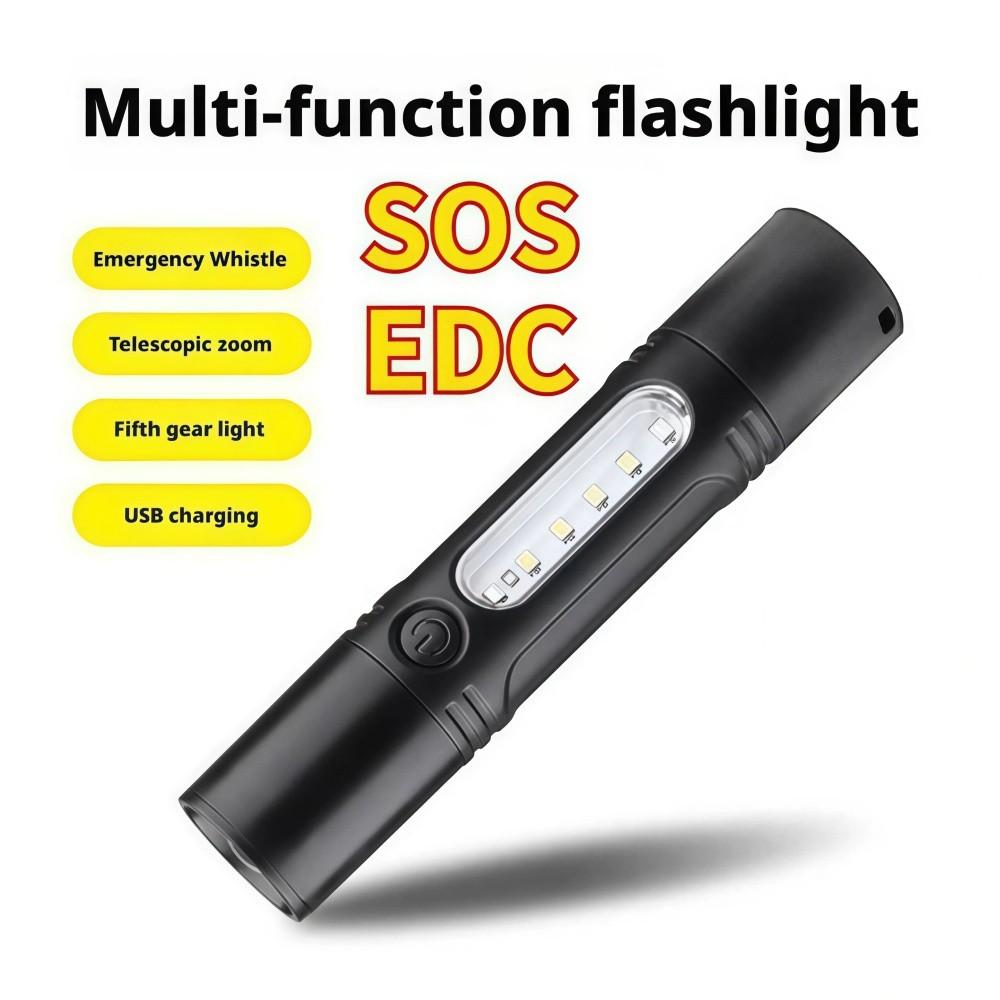 Rechargeable LED Flashlight With Whistle High-Brightness Flashlight  Activities Camping Trip