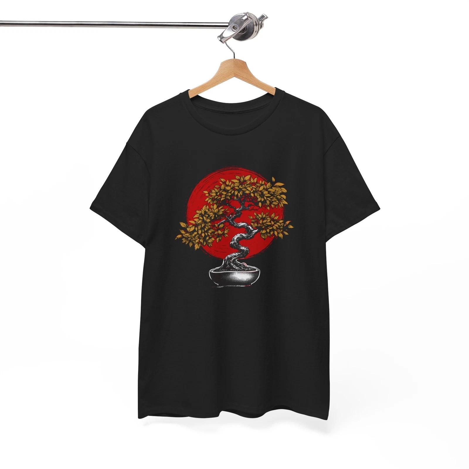 Bonsai red enso zen circle Japanesee T-Shirt | Japanese & Nature Shirt XL