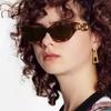 INS Vintage Cat Eye Sunglasses Women  Trend New Fashion Small Metal Chain Sunglasses Elegant Eyeglasses Fashion Black Shades