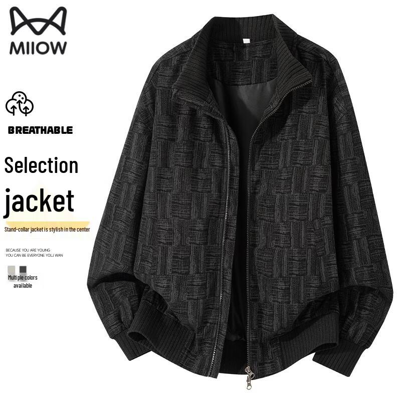 MiiOW Men s Casual Stand Collar Zipper Jacket XL