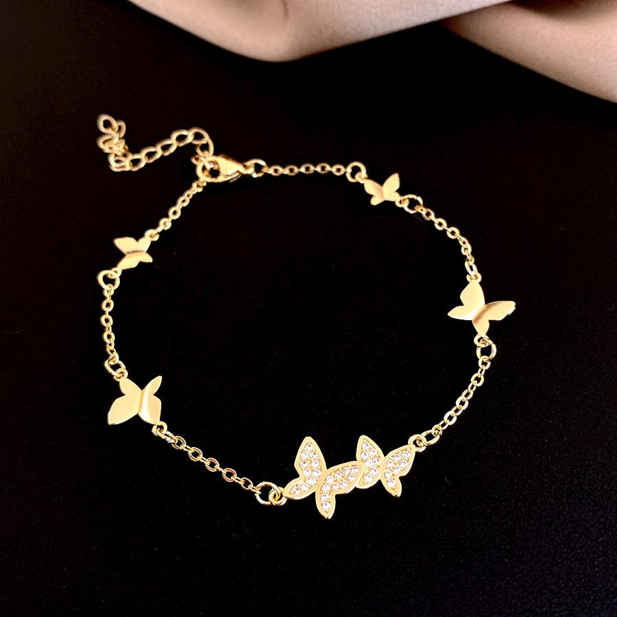 Japanese and Korean ins style simple zircon butterfly bracelet light luxury bracelet exquisite versatile jewelry