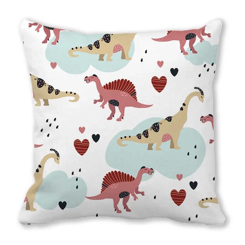 Büro Sofa Auto Kissenbezug Luxus Heimdekoration Kissenbezug Niedlicher Cartoon Kleiner Dinosaurier Tiermuster
