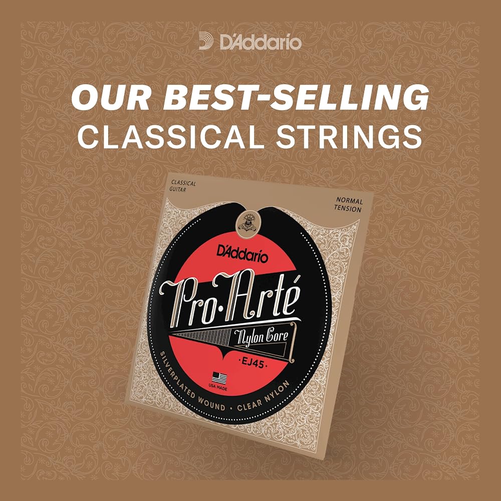 D'Addario Pro Arte Lightly Polished Silver Normal Classical Guitar Strings EJ45LP 6-String Set
