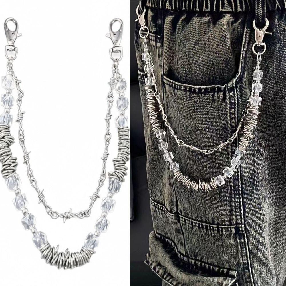 Punk Trousers Chain Hip Hop Jeans Keyring Keychain Fashion Multi-layer Key Chains  For Women Man