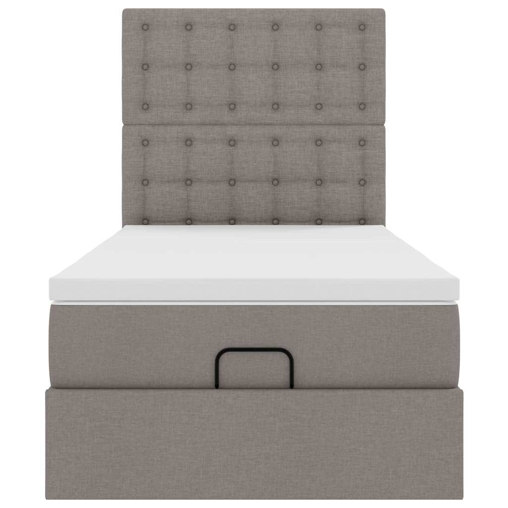 Ottoman Bed with Mattress Taupe 100x200 Cm Fabric
