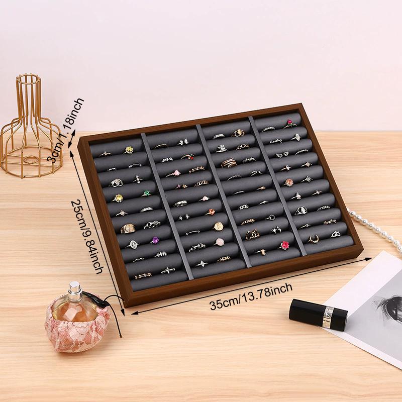 1pc Vintage Black Walnut Pattern Wooden Jewelry Tray Necklace Bracelet Earrings Ring Display Storage Trays Counter Showcase Prop