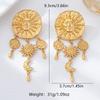 Gilded Sun Moon Tassel Earrings, Retro Astrology Embossed Niche Women Ear Ornaments