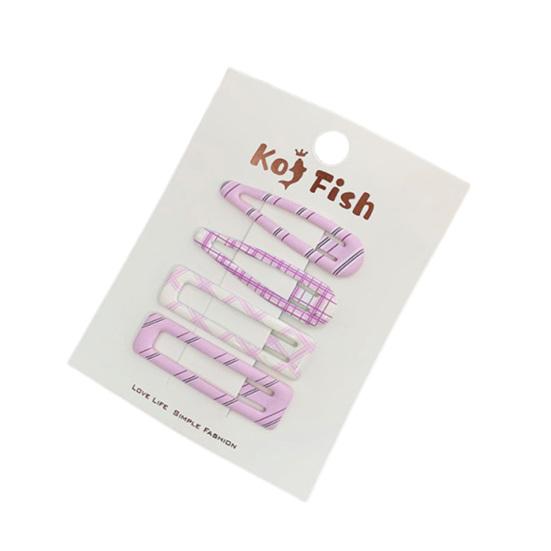 

4Pcs Girl Hairpin Plaid Dot Printing Water Drop BB Clip Sweet Girly Style Strong Grip Bang Hair Pins Hair Accessory G