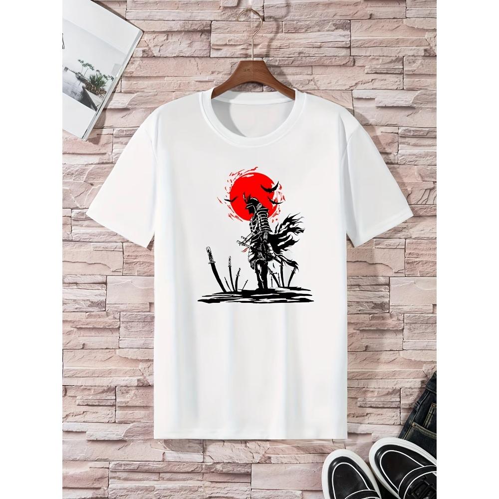 Print, Men's Graphic Design Crew Neck Novel T-shirt, Casual Comfy Tees Tshirts For Summer