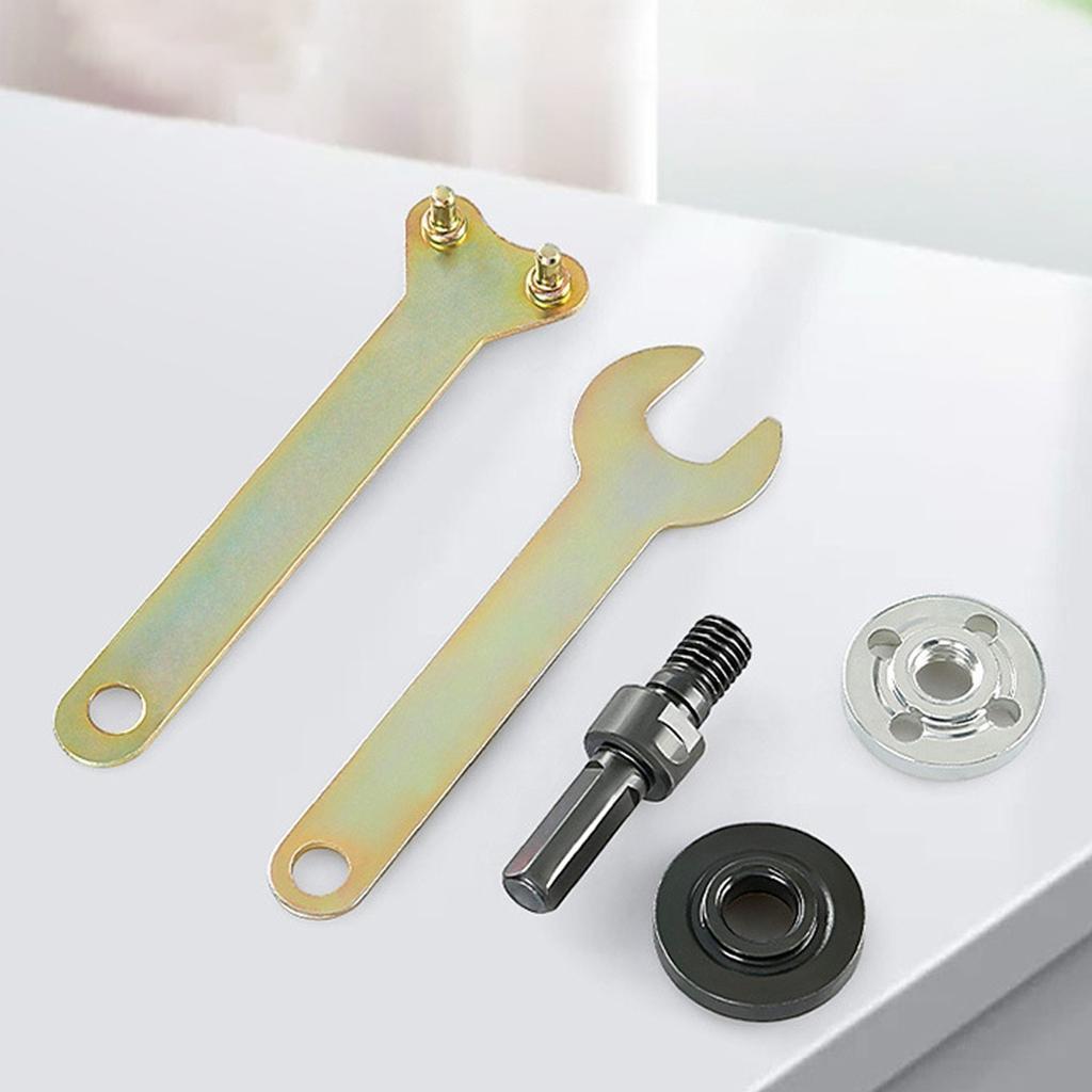 10mm Grinding Connection Adapter with Metal Lock Nut/Connecting Rod 5 in 1 Angle Grinder Adapter for Cutting Disc Wheel Adapter