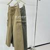 Women's Khaki Cargo Pants: American Street Style, Mid-Low Waist, Loose Fit, Pure Cotton, Stiff, Straight Leg, Autumn Casual Wear