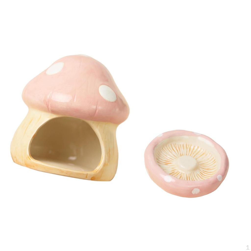 Ceramic Hamster House Shaped Furniture Creative with Food Bowl Habitat for Small Pets