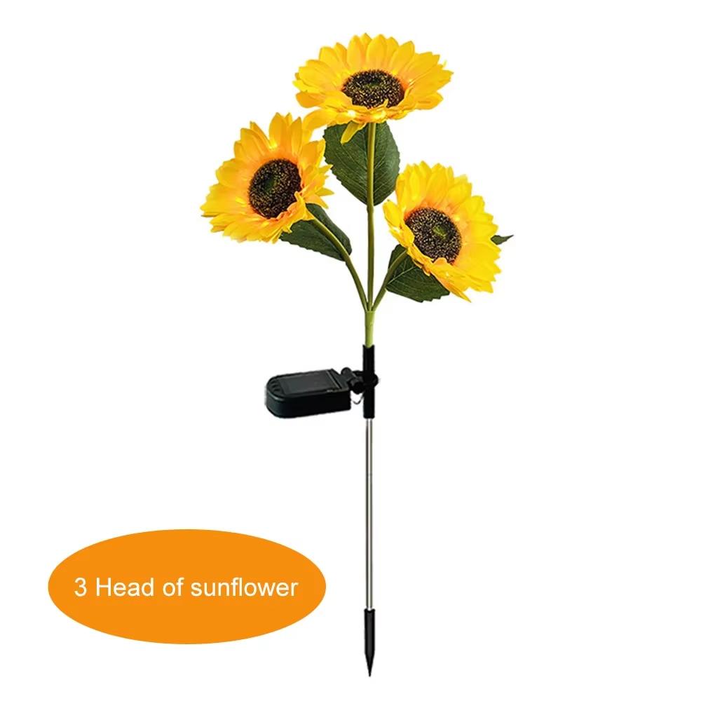 Solar Sunflower Light 1/3 Heads Outdoor Lawn Lights Waterproof Simulation Flower Landscape Lamp For Home Garden Christmas Decor